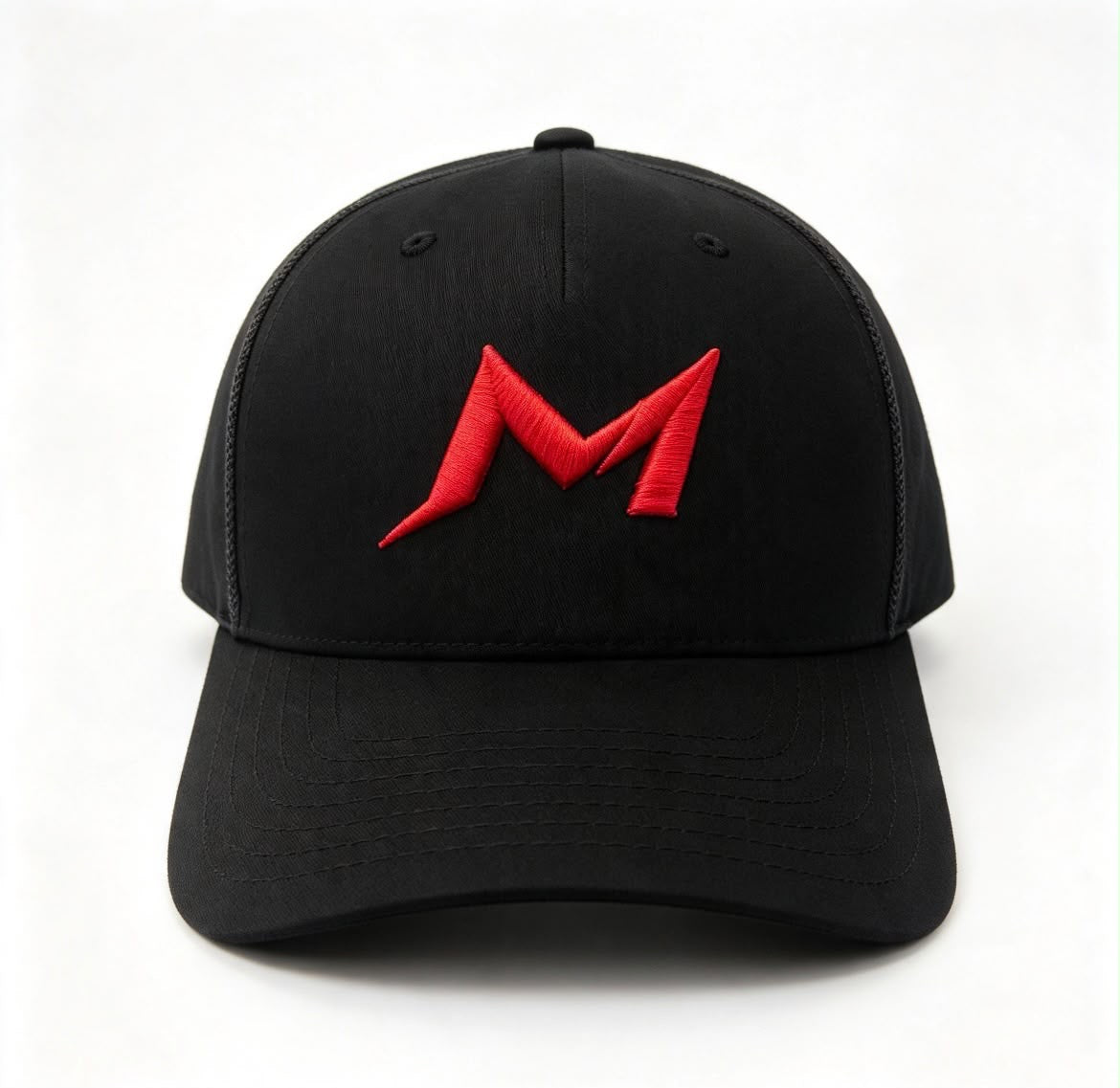 black red logo cap