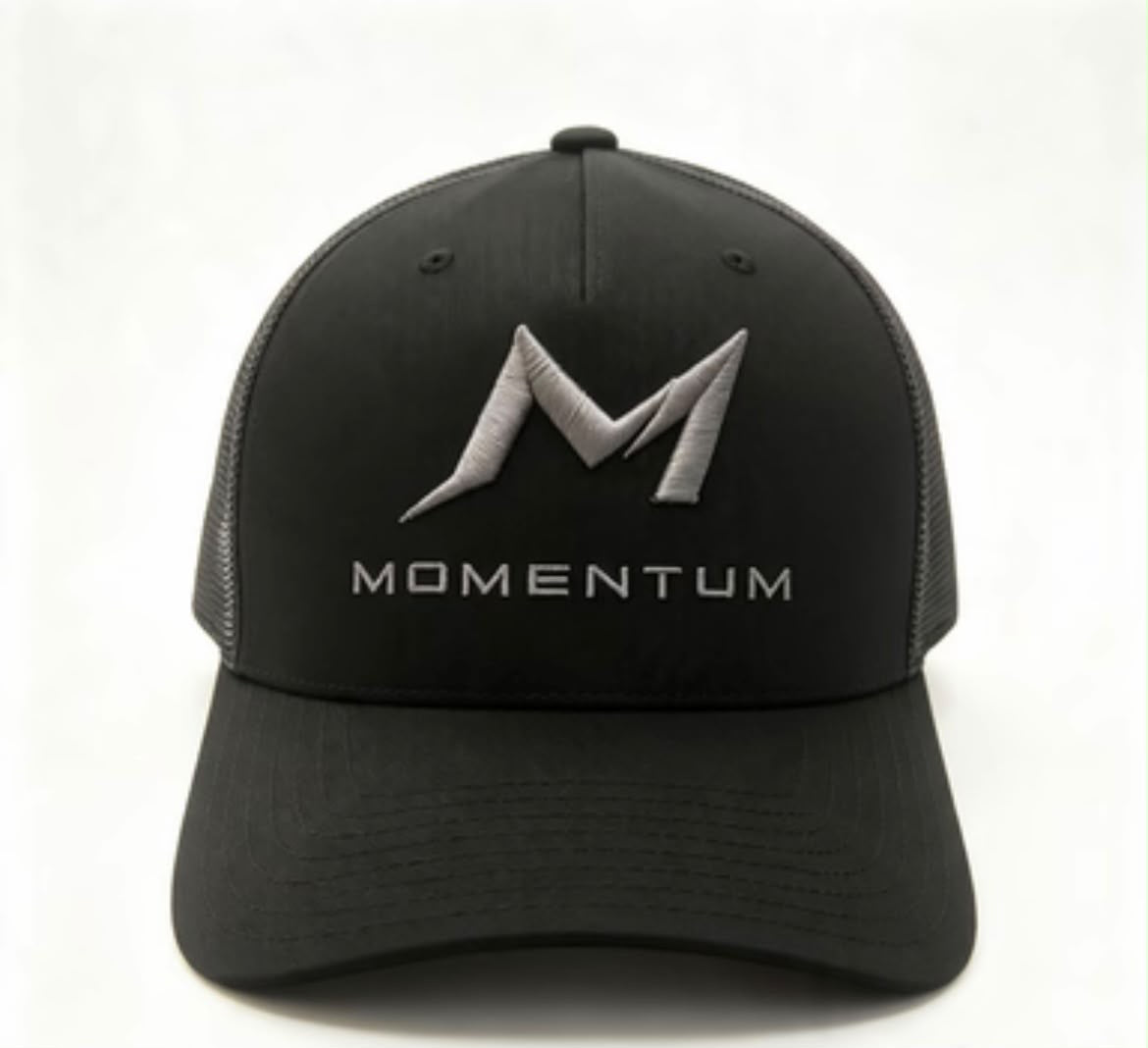 black silver text cap