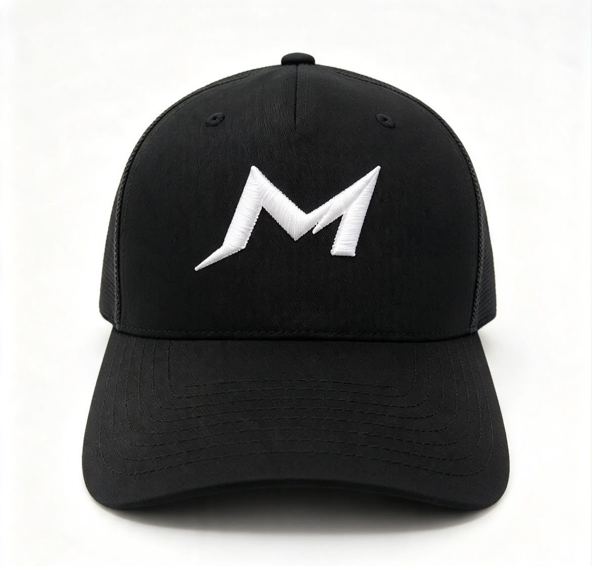 black white logo cap